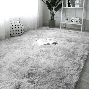 ROCYJULIN Area Rugs 5x7 for Bedroom, Thickened Fluffy 5x7 Area Rugs for Living Room, Ultra Soft Non-Slip Large Shag Fuzzy Rug for Nursery, Kids, Girls, Boys, Silver Grey