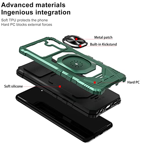 Ailiber Phone Case for Samsung Galaxy A04S, Samsung A13 5G Case with Screen Protector, Ring Kickstand for Magnetic Car Mount, Military Grade, Shockproof Rugged Protective Cover for Galaxy A04 S-Green