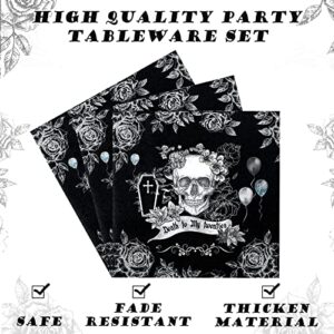 96 Pieces Death to My 20s Party Decorations Supplies Black Party Tableware Set 30th Birthday Party Dessert Plates Napkins Forks for 24 Guests My Youth Funny Thirtieth Birthday Party