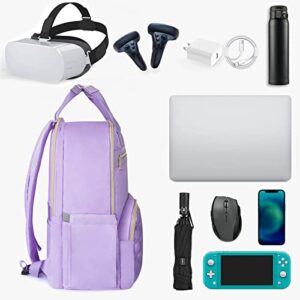 Carrying Case with Oculus Quest 2, Meta Quest VR Case for VR Headset with Elite Strap, Touch Controllers Accessories, Large Laptop Backpack for Women as Gift to Travel Outdoor and Home Storage, Purple