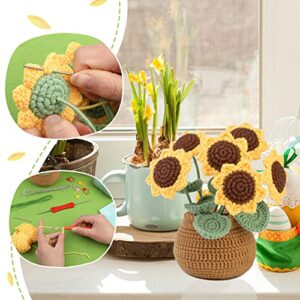 kgxulr Crochet Kit for Beginners, Sunflower Crochet Kit Beginner Crochet Starter Kit for Complete Beginners Adults, Crocheting Knitting Kit with Step-by-Step Video Tutorials (Sunflower)