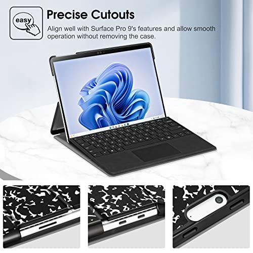 Fintie Protective Case for 13 Inch Microsoft Surface Pro 9 / Pro 9 5G (2022 Release) - Multiple Angle Viewing Hard Shell Slim Portfolio Cover Compatible with Type Cover Keyboard, Composition Book