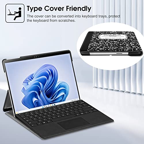 Fintie Protective Case for 13 Inch Microsoft Surface Pro 9 / Pro 9 5G (2022 Release) - Multiple Angle Viewing Hard Shell Slim Portfolio Cover Compatible with Type Cover Keyboard, Composition Book