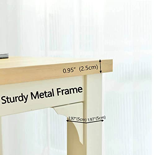 SURMIO 63 inch Computer Desk,Large Home Office Desk Modern Wood Writing Table Rustic Gaming Desk Sturdy Extra Thick Wooden Desktop Thicker Metal Frame PC Workstation with Storage Bag and Hooks,White