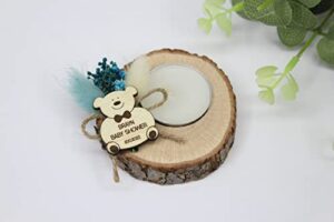 10pcs teddy bear wood tags candle holders, baby shower birthday tea light holders, personalized teddy bear favors, thank you gifts, wood baby shower favors (pack of 10)