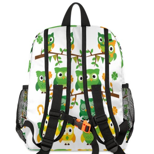 cfpolar Custom Owls kids backpack, St Patrick'S Day Themed Owls Personalized Preschool Backpack with Name Kindergarten Backpack for Toddler Girls Boys Customization Gift
