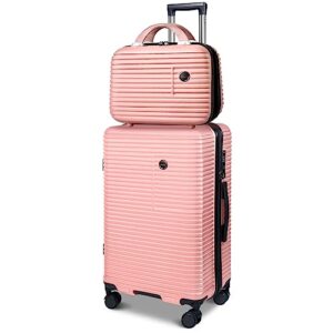 2 piece carry on luggage sets, pc+abs hardside suitcases with spinner wheels and tsa lock for travel.(14/20)