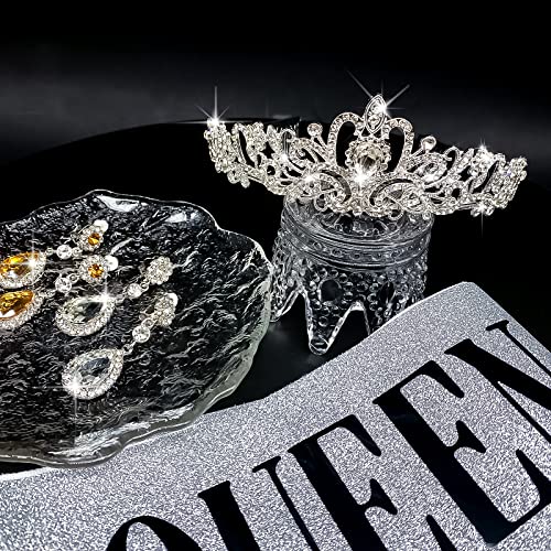 Miucat Birthday Crowns for Women, Birthday Sash and Tiara for Women, Silver Birthday Queen Sash and Crowns for Women Girls Birthday Gift