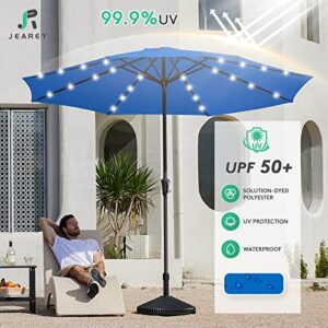 JEAREY 11FT LED Lighted Patio Umbrella, Solar Outdoor Umbrella, Table Umbrella for Pool, Deck & Yard(Royal Blue)