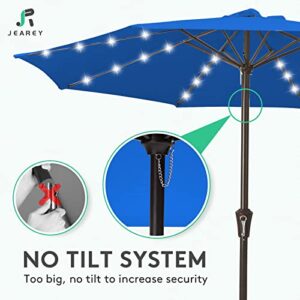 JEAREY 11FT LED Lighted Patio Umbrella, Solar Outdoor Umbrella, Table Umbrella for Pool, Deck & Yard(Royal Blue)