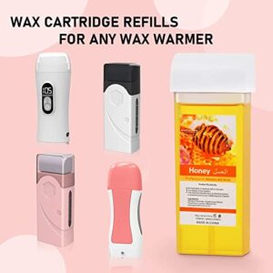 Roll On Wax, Honey Hair Removal Wax Cartridge, Depilatory Wax Roller Refill, Hair Removal Wax Roller, Wax Cartridge Refill for Body Waxing, Leg and Arms (4 Pack)