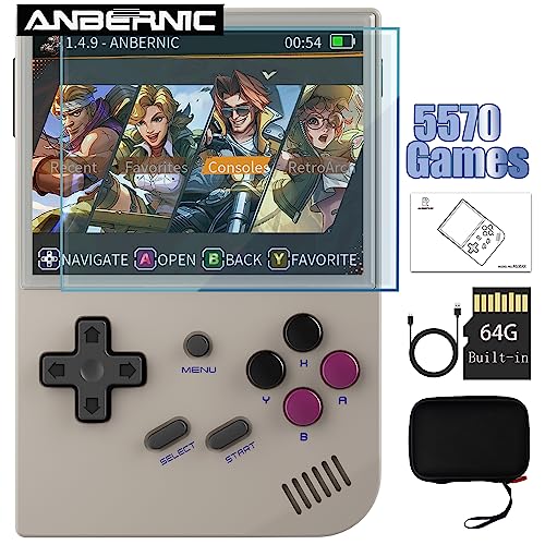 RG35XX Linux Handheld and Garlic Handheld Game Console 3.5'' IPS Screen, 35xx with a 64G Card Pre-Loaded 6900 Games, RG35X Supports HDMI and TV Output 2600mAh Battery with Bag RG35XX(RG35XX-Grey)