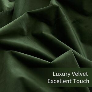 Woaboy 100% Blackout Dark Green Velvet Curtains-2 Panels 84 inch Completely Blackout Window Drapes Thermal Insulate 3 Layer Curtains with Black Liner for Bedroom Nursery Room, Grommet Top (52 * 84")