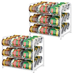 bty can organizer for pantry stackable can rack organizer 2 pack stacking can storage dispensers 3 tier small space holds up to 36 cans for pantry, kitchen, cabinet- white