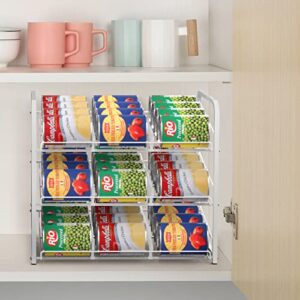 BTY Can Organizer for Pantry Stackable Can Rack Organizer 2 Pack Stacking Can Storage Dispensers 3 Tier Small Space Holds up to 36 Cans for Pantry, Kitchen, Cabinet- White