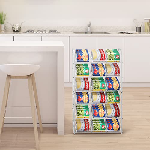 BTY Can Organizer for Pantry Stackable Can Rack Organizer 2 Pack Stacking Can Storage Dispensers 3 Tier Small Space Holds up to 36 Cans for Pantry, Kitchen, Cabinet- White