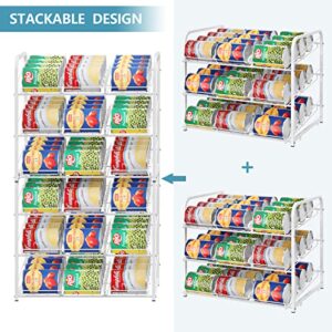 BTY Can Organizer for Pantry Stackable Can Rack Organizer 2 Pack Stacking Can Storage Dispensers 3 Tier Small Space Holds up to 36 Cans for Pantry, Kitchen, Cabinet- White