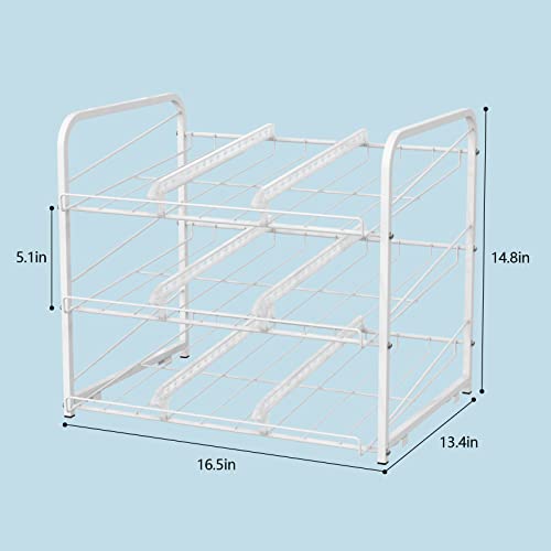 BTY Can Organizer for Pantry Stackable Can Rack Organizer 2 Pack Stacking Can Storage Dispensers 3 Tier Small Space Holds up to 36 Cans for Pantry, Kitchen, Cabinet- White