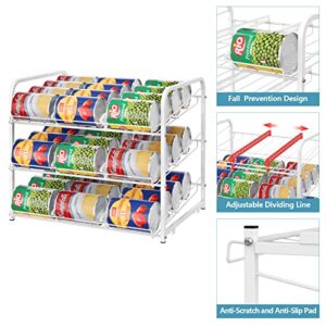 BTY Can Organizer for Pantry Stackable Can Rack Organizer 2 Pack Stacking Can Storage Dispensers 3 Tier Small Space Holds up to 36 Cans for Pantry, Kitchen, Cabinet- White