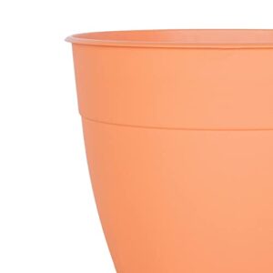 Bloem Dayton Planter with Saucer: 16" - Coral - 100% Recycled Plastic Pot, Removable Saucer, Elevated Feet, for Indoor and Outdoor Use, Gardening, 8.5 Gallon Capacity