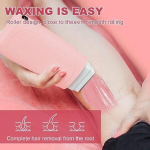 Waxing Kit, Roll on Wax Warmer Kit for Women & Men Sensitive Skin, Include 2 Rose Wax Cartridge, 100 Wax Strips, 10 Wipes