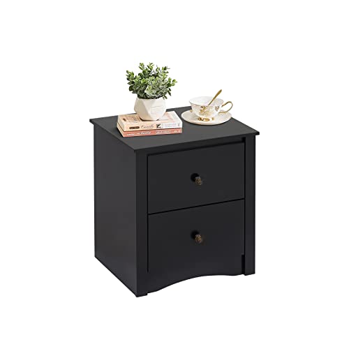 Elesuli Nightstand Sofa Side End Table with 2 Drawers Accent Table for Living Room Bedroom, Black