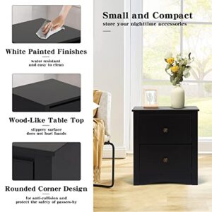 Elesuli Nightstand Sofa Side End Table with 2 Drawers Accent Table for Living Room Bedroom, Black