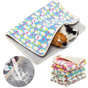 cusozwo guinea pig bedding mat - 3 pack waterproof washable rat cage liner bedding accessories soft fleece blankets for rat, rabbit, chinchila, hedgehog, ferret, hamster, small animals