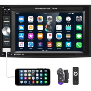 unitopsci double din car stereo 6.2 inch touch screen bluetooth car radio mirror link car multimedia player fm/aux audio/usb/tf card/dvr input mp5 player with remote control,steering wheel control