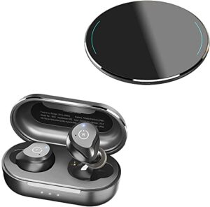 tozo nc9 2022 version hybrid active noise cancelling wireless earbuds matte black & tozo w1 wireless charger 10w black