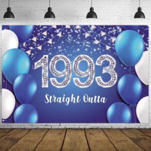 straight outta 1993 happy 30th birthday banner backdrop blue confetti balloons cheers to 30 years old theme decor decorations for men women 30th birthday party bday supplies glitter