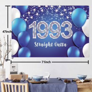 Straight Outta 1993 Happy 30th Birthday Banner Backdrop Blue Confetti Balloons Cheers to 30 Years Old Theme Decor Decorations for Men Women 30th Birthday Party Bday Supplies Glitter