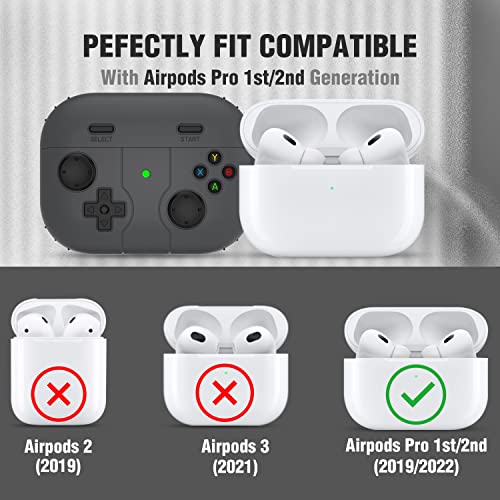 Valkit Compatible with Airpods Pro 2nd/1st Generation Case, Game Player Design Airpods Pro 2 Case 2022/2023 with Keychain for Men Women Soft Silicone Protective Cover Skin for Airpods Pro 2nd/1st Gen