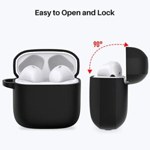 TOZO A3 Protective Silicone Case Shockproof Soft Skin Cover for TOZO A3 Earbuds with Front LED Visible and Keychain Black