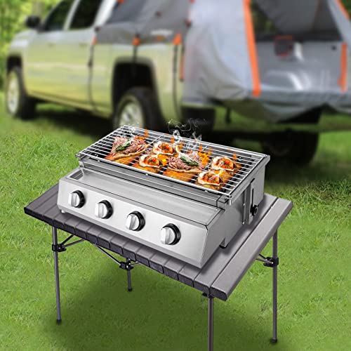 Professional Gas Grill, Stainless Steel Portable Grill, Tabletop Gas Grill, BBQ Propane Gas Grill, for Outdoor Camping