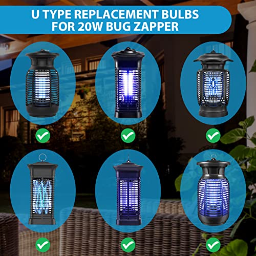 2 Pieces Bug Zapper Light Bulb 2U Type E27 20W Replacement Bulbs Compatible with Homesuit, Keuomy, Yluces, Yissvic, Powify and Other Models Bug Zapper