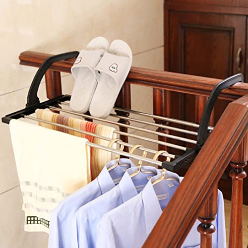 Clothes Airer, Balcony Drying Rack Stainless Steel Clothes Dryer Folding Shoes Rack Laundry Holder Hanging Laundry Rack Clothes Radiator Airer with Multiple Adjustment Hook for Clothes