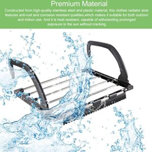 Clothes Airer, Balcony Drying Rack Stainless Steel Clothes Dryer Folding Shoes Rack Laundry Holder Hanging Laundry Rack Clothes Radiator Airer with Multiple Adjustment Hook for Clothes