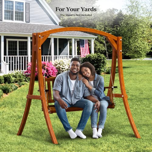 VINGLI Heavy Duty 880 LBS 4 FT Patio Wooden Porch Swing with Upgraded Adjustable Chains, Outdoor Handing Swing Bench for Garden, Yard, Balcony (Rustic Brown)