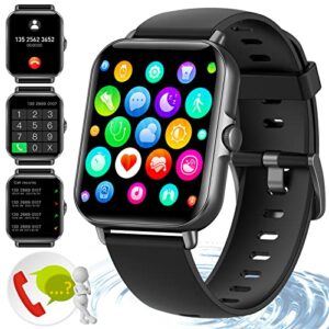 Smart Watch(Make/Answer Call), 2023 New Fitness Watch with Heart Rate Blood Pressure Monitor IP67 Waterproof Bluetooth Phone Watch 1.69" Touch Screen Smartwatch for Android iOS Phones Men Women Black