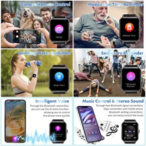 Smart Watch(Make/Answer Call), 2023 New Fitness Watch with Heart Rate Blood Pressure Monitor IP67 Waterproof Bluetooth Phone Watch 1.69" Touch Screen Smartwatch for Android iOS Phones Men Women Black