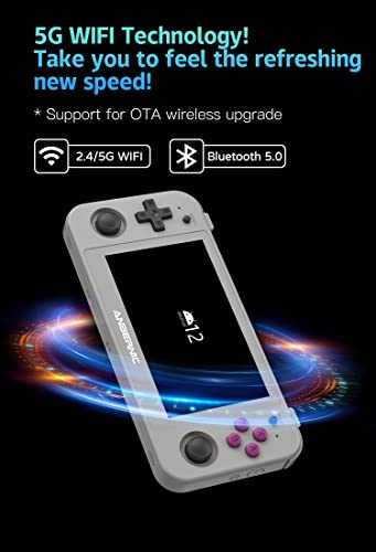 RG505 Retro Game Handheld Game Console 4.95’’ OLED Touch Screen with Android 12 System Unisoc Tiger T618 and Compatible with Google Play Store Built-in 128G TF Card