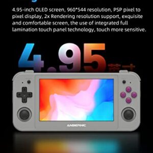 RG505 Retro Game Handheld Game Console 4.95’’ OLED Touch Screen with Android 12 System Unisoc Tiger T618 and Compatible with Google Play Store Built-in 128G TF Card