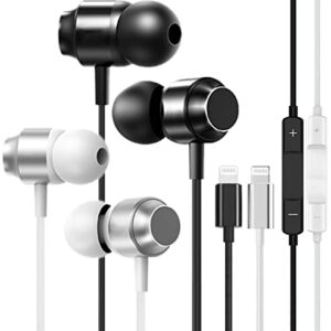 Headphones for iPhone, Earbuds Wired Earphones with Microphone,Isolation Noise [Lightning Connector - Apple MFi Certified] Replacement for iPhone 14 13 12 11 Pro Max/X XS Max XR/8 7 Plus - Pack of 2