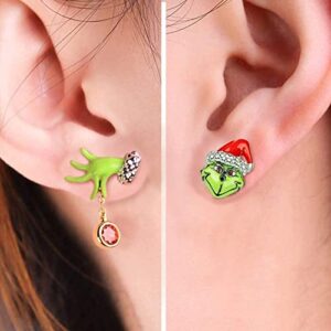 muduh womens cute greench earrings classic stealing christmas earrings 2022 christmas green jewelry gifts for lovers girls