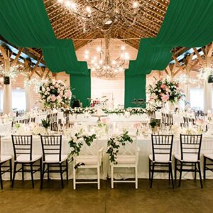 MODFUNS Wedding Ceiling Draping Emerald Green Chiffon Arch Drapes Fabric 6 Panels 5FTx10FT Sheer Backdrop Curtains for Weddings Bed Canopy Arch Drapery Decorations for Ceremony Events Swag Archway