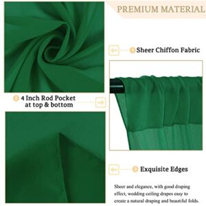 MODFUNS Wedding Ceiling Draping Emerald Green Chiffon Arch Drapes Fabric 6 Panels 5FTx10FT Sheer Backdrop Curtains for Weddings Bed Canopy Arch Drapery Decorations for Ceremony Events Swag Archway