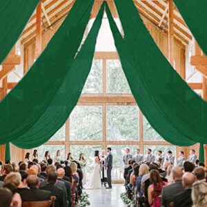 MODFUNS Wedding Ceiling Draping Emerald Green Chiffon Arch Drapes Fabric 6 Panels 5FTx10FT Sheer Backdrop Curtains for Weddings Bed Canopy Arch Drapery Decorations for Ceremony Events Swag Archway