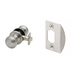 copper creek ck2020ss colonial door knob, passage function, 1 pack, satin stainless & prime-line e 2457 satin nickel, dead latch door strike (2 pack)