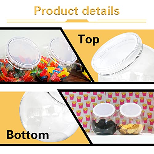 Woozettn Candy Jars with Lids,3 Pack-48 Oz Plastic Candy Jars Clear Cookie Container,Perfect Canister Container for Wedding & Home Décor Centerpiece,Decorative Kitchen Storage Jar